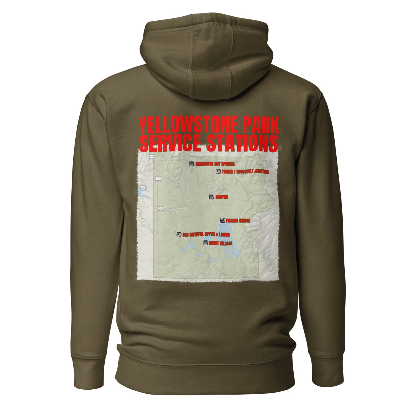 YPSS Yellowstone Park Service Stations Map Hoodie