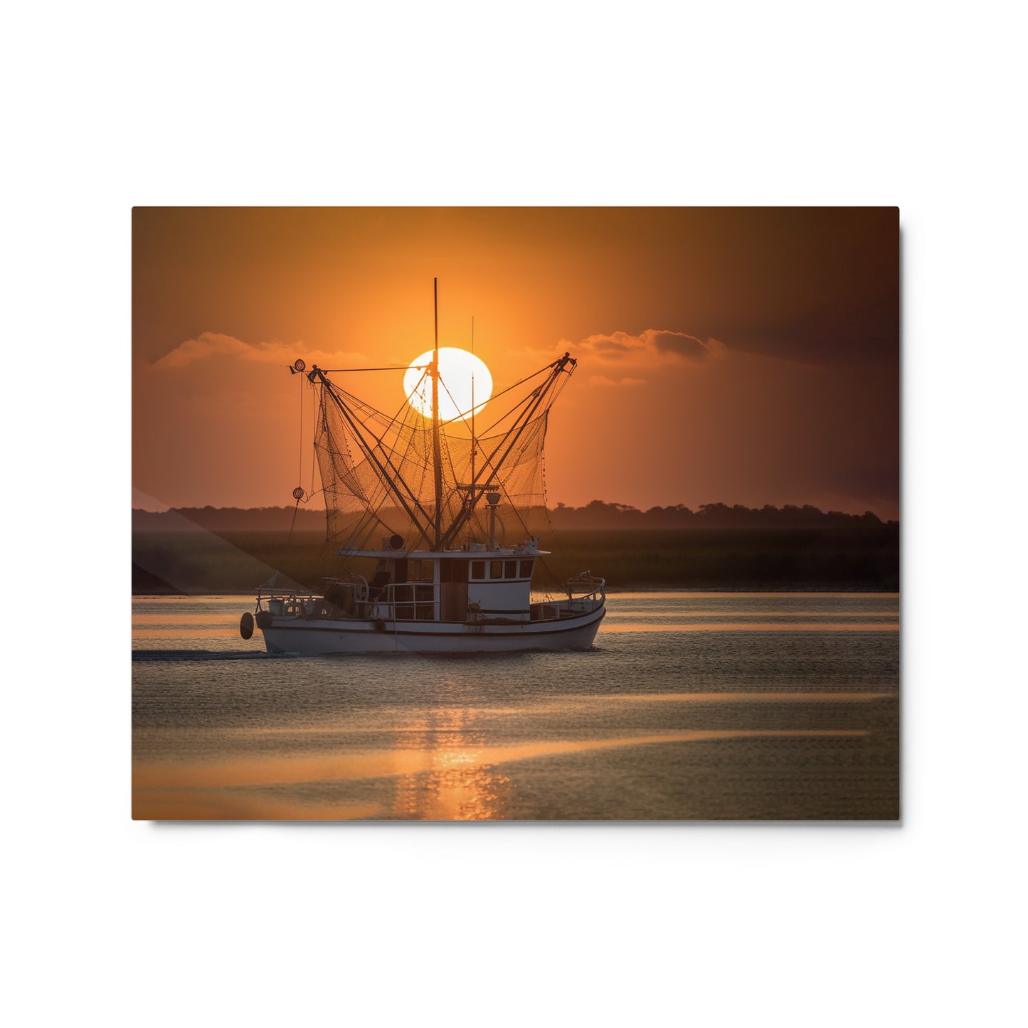 Shrimp Boat at Sunset Metal Print