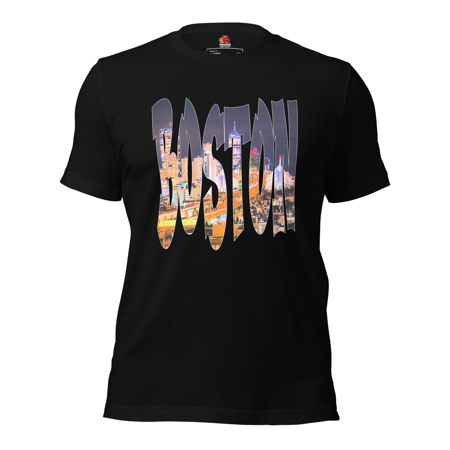 Boston Skyline Typography Front Print T-shirt