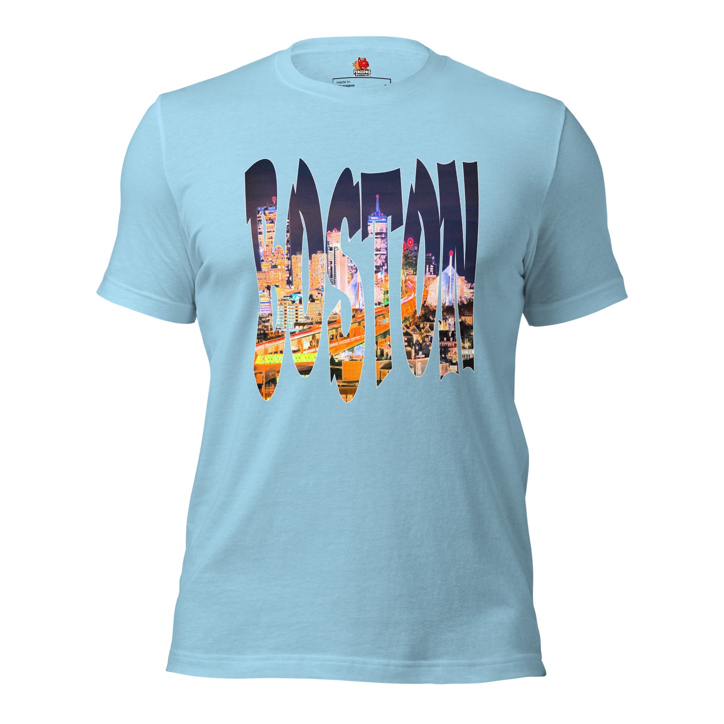Boston Skyline Typography Front Print T-shirt