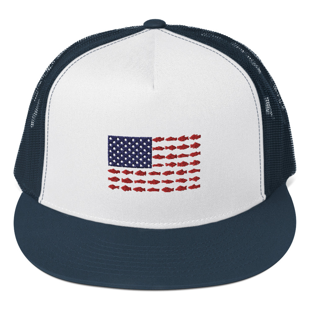 USA Flag Fishing Trucker Cap