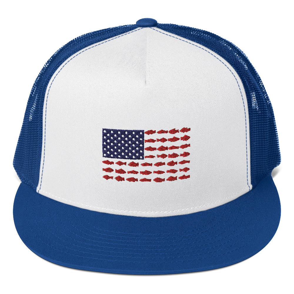 USA Flag Fishing Trucker Cap