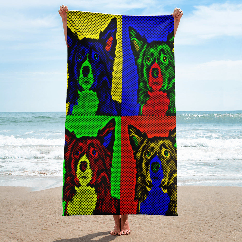 Warhol-Style Border Collie - Dog - Towel