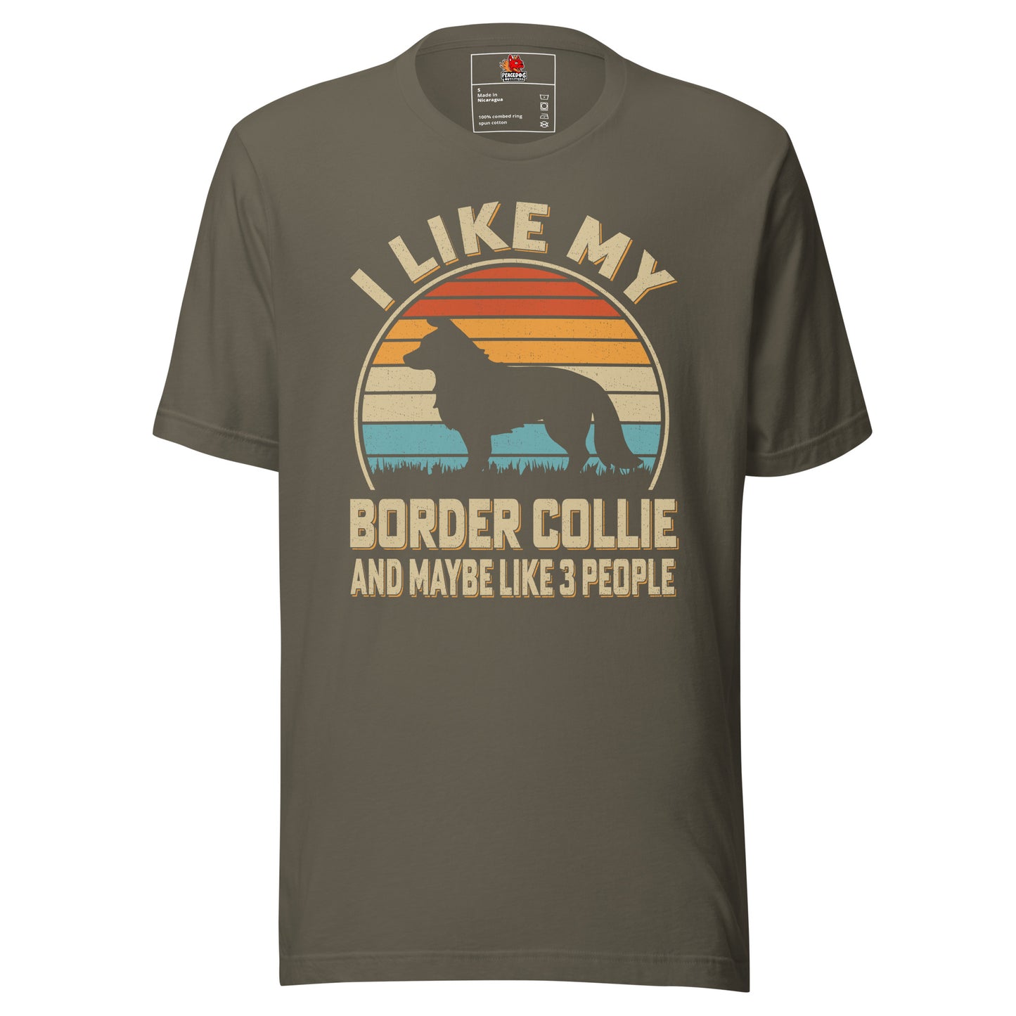 Retro Dog Sunset "I Like My Border Collie" T-shirt