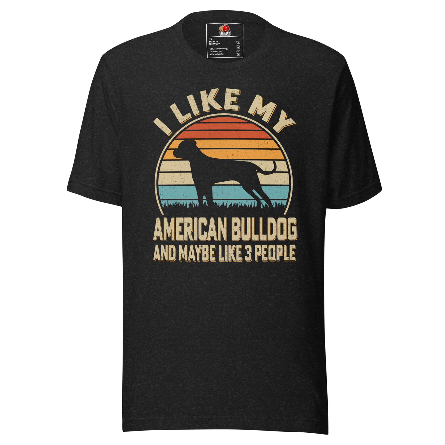 Retro Dog Sunset "I Like My American Bulldog" T-shirt