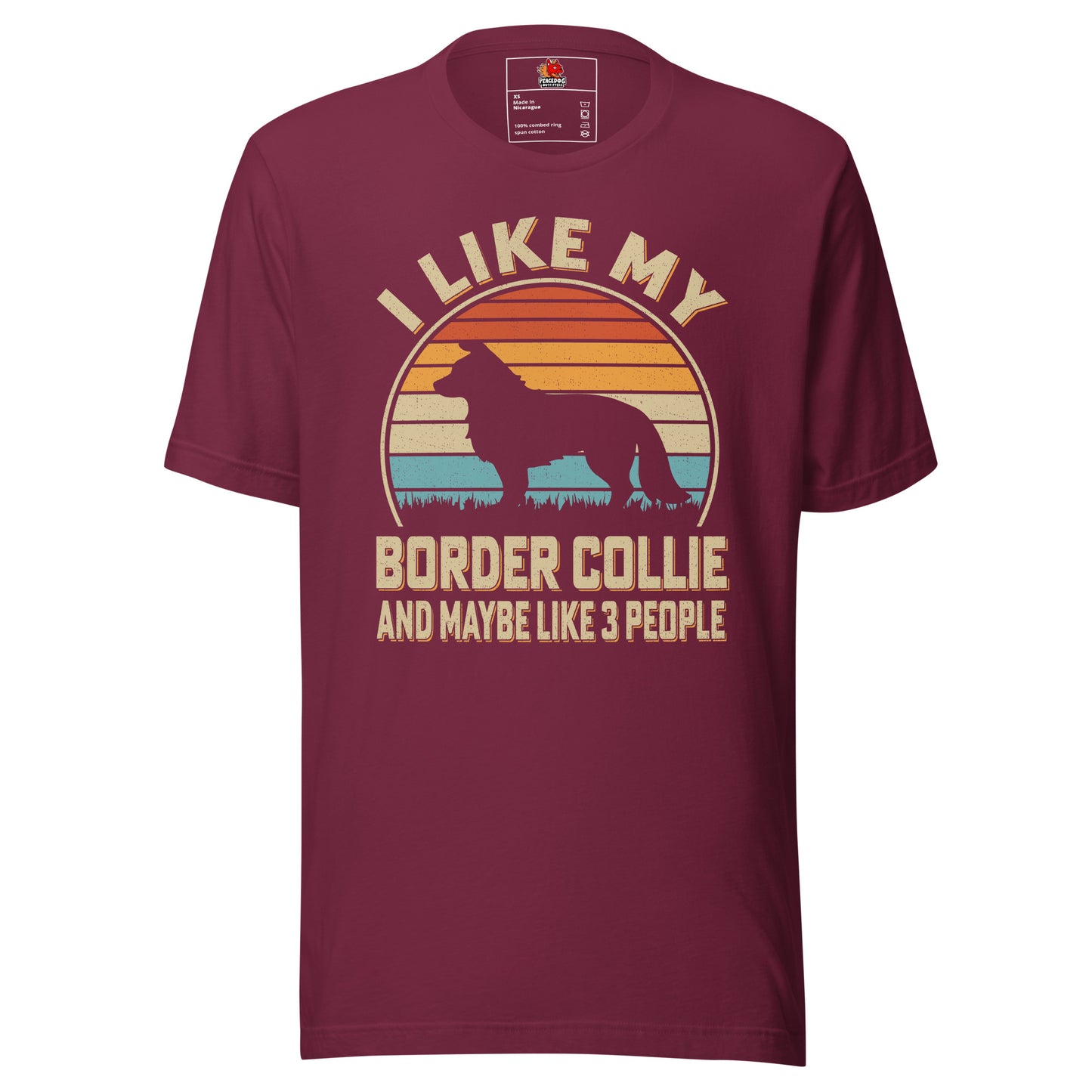 Retro Dog Sunset "I Like My Border Collie" T-shirt