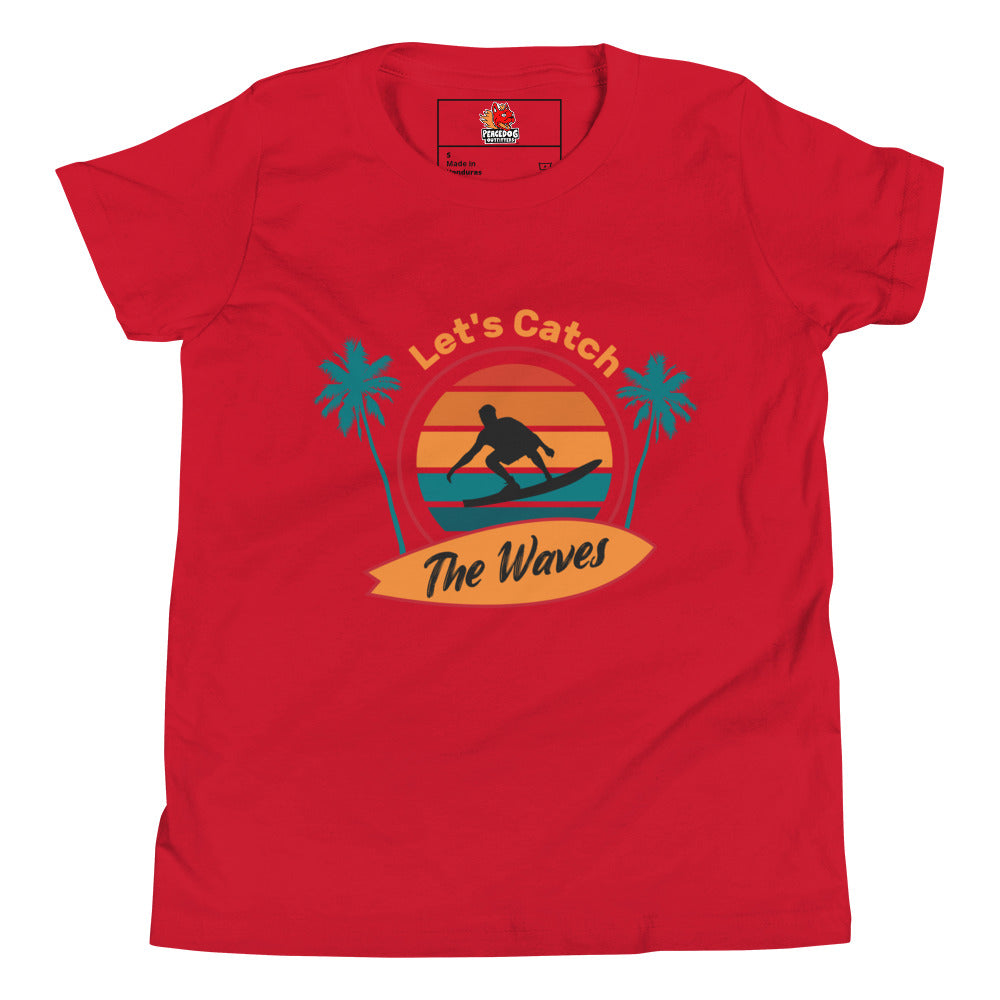 Let's Catch the Waves Surfing Youth Short Sleeve T-Shirt